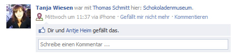Facebook Checkin in Köln...