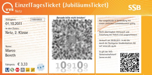 VVS-Jubiläumsticket für 3,33 EUR