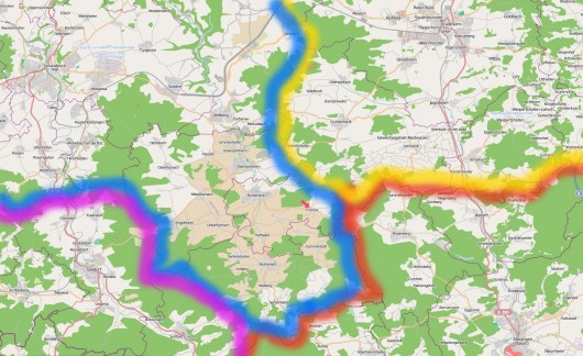 Verbreitungsgebiete der Zeitungen rund um Fronrot (Karte: openstreetmap.org)