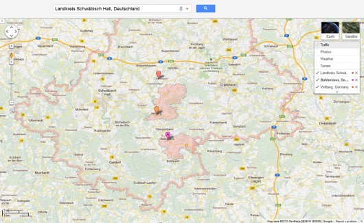 Mehrere Layer in einer Karte. (© GoogleMaps)