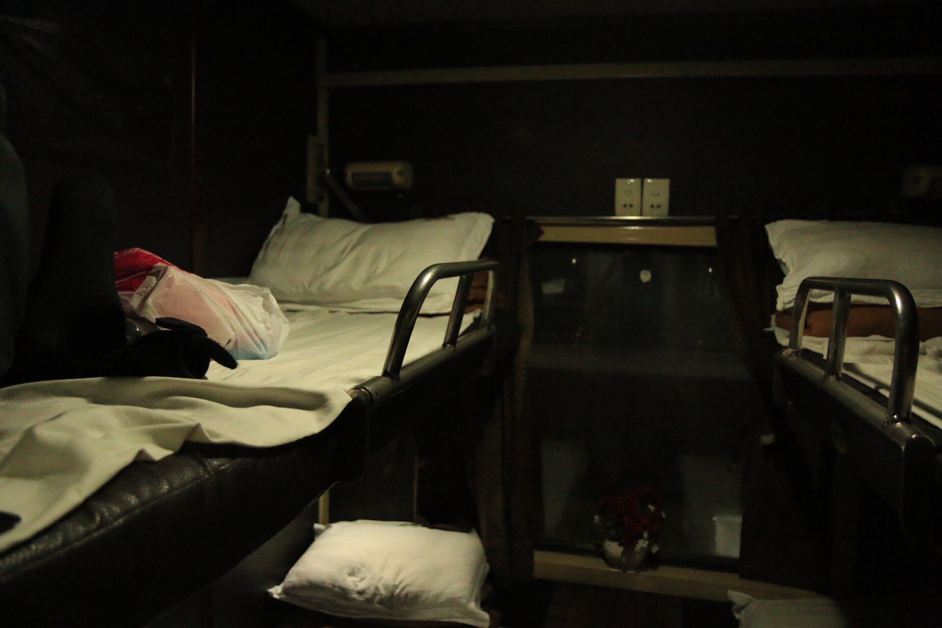 Mein 4er-Abteil im Nachtzug. Ich hatte das obere Bett gebucht.