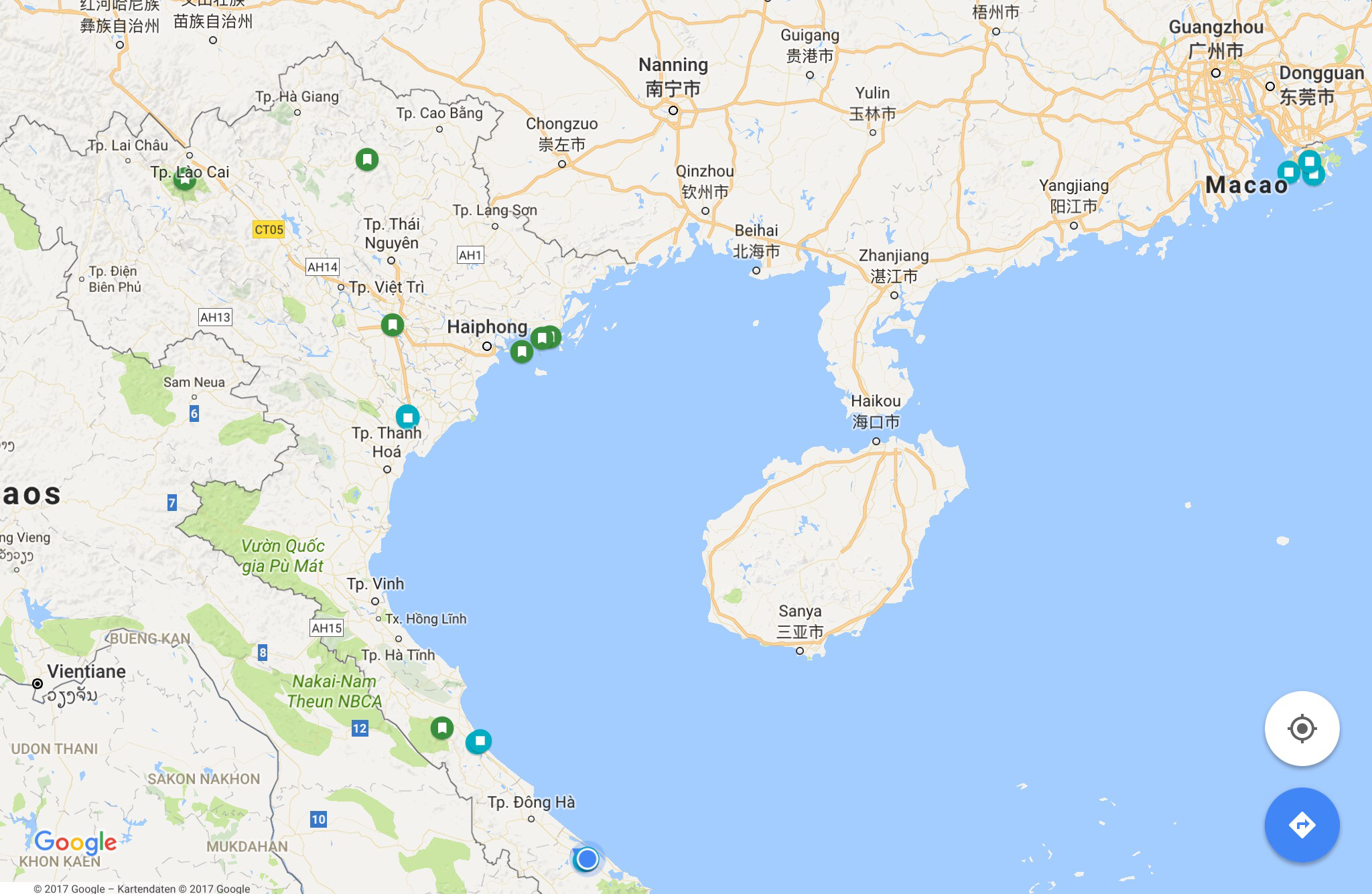 Die Stationen im Norden Vietnams - Sapa ist ganz im Nordwesten.